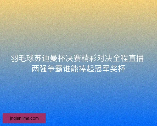 羽毛球苏迪曼杯决赛精彩对决全程直播 两强争霸谁能捧起冠军奖杯